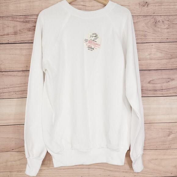 Vintage Pannill by Hanes Sweatshirt XL White 50/50 Blank Made USA 90s DEADSTOCK - Picture 1 of 8
